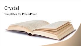  Presentation with open book - Presentation enhanced with open book isolated on white background and a white colored foreground