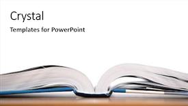  Presentation with open book - Slide set having open book on a desk background and a  colored foreground