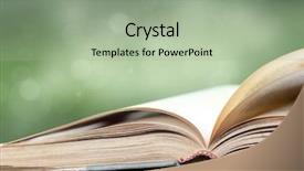  Presentation with open book spiral - Slide deck with open book on green background background and a mint green colored foreground