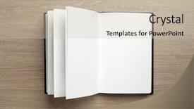  Presentation with note book - Beautiful theme featuring open book on office desk backdrop and a soft green colored foreground