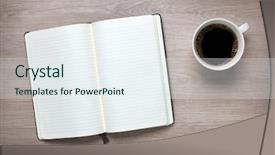  Presentation with story book conceptual open - Audience pleasing slide deck consisting of open book on office desk backdrop and a sky blue colored foreground