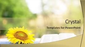  Presentation with book wide open - Presentation theme having desk with office equipment after finishing work background and a violet colored foreground