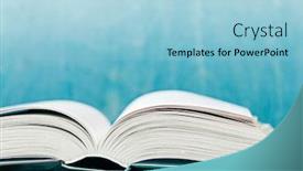  Presentation with open book - Beautiful slide set featuring open-book-on-the-table backdrop and a light blue colored foreground