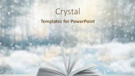  Presentation with woodland - Presentation design having open-book-on-the-table background and a cream colored foreground