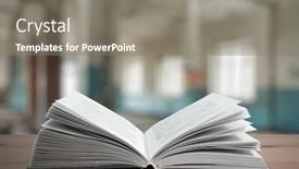  Presentation with vintage book - Slide set featuring open book on vintage wooden table in old room background and a gray colored foreground