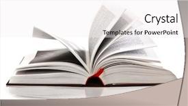  Presentation with open book - Audience pleasing presentation theme consisting of open book on white background backdrop and a white colored foreground