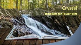  Presentation with open book - Presentation theme featuring open-book-on-wooden-deck background and a tawny brown colored foreground