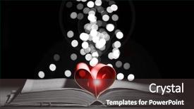  Presentation with open book magic lights - PPT layouts featuring open book on wooden table background and a dark gray colored foreground