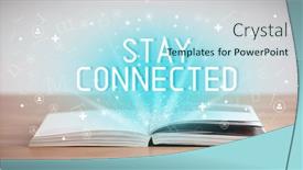  Presentation with open book - Beautiful PPT theme featuring open-book-social-networking-concept backdrop and a sky blue colored foreground