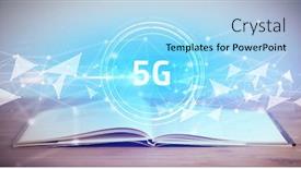 Presentation with open book - Amazing slide deck having open-book-with-5g-abbreviation backdrop and a light blue colored foreground