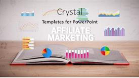  Presentation with affiliate marketing - Colorful theme enhanced with open-book-with-affiliate-marketing backdrop and a light gray colored foreground