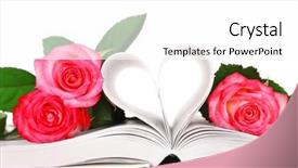 Presentation with open book spiral - Cool new slide deck with open book with beautiful roses backdrop and a white colored foreground