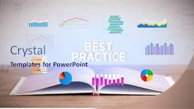  Presentation with best practice - Audience pleasing theme consisting of open-book-with-best-practice backdrop and a sky blue colored foreground