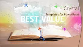  Presentation with open book - Audience pleasing PPT theme consisting of open-book-with-best-value backdrop and a cream colored foreground