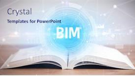  Presentation with bim - Cool new theme with open-book-with-bim-abbreviation backdrop and a sky blue colored foreground