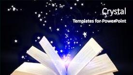  Presentation with magic book - Cool new slide deck with album types - open book with blue magic backdrop and a black colored foreground