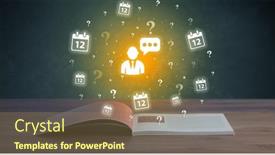  Presentation with business-book - Slide set having open-book-with-business-icons background and a coral colored foreground