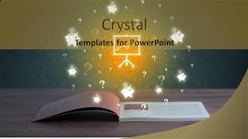  Presentation with business book - Presentation theme featuring open-book-with-business-icons background and a gold colored foreground