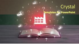  Presentation with business book - Slides featuring open-book-with-business-icons background and a violet colored foreground