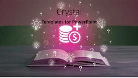  Presentation with business book - Theme enhanced with open-book-with-business-icons background and a violet colored foreground