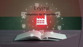  Presentation with business book - Theme consisting of open-book-with-business-icons background and a violet colored foreground