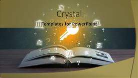  Presentation with business book - Presentation design having open-book-with-business-icons background and a gold colored foreground