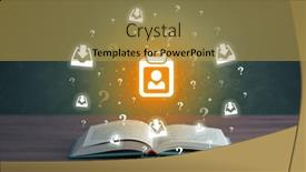  Presentation with business book - Presentation theme with open-book-with-business-icons background and a gold colored foreground