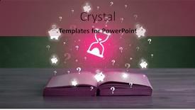  Presentation with business book - PPT theme enhanced with open-book-with-business-icons background and a violet colored foreground