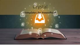  Presentation with business book - Slide deck consisting of open-book-with-business-icons background and a gold colored foreground