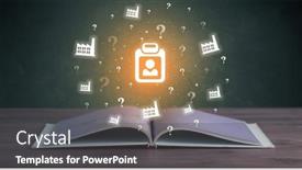  Presentation with business book - Presentation theme consisting of open-book-with-business-icons background and a dark gray colored foreground