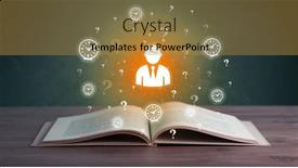  Presentation with business book - Presentation theme enhanced with open-book-with-business-icons background and a gold colored foreground