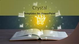  Presentation with business book - PPT layouts having open-book-with-business-icons background and a yellow colored foreground