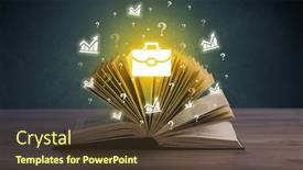  Presentation with business book - Presentation with open-book-with-business-icons background and a tawny brown colored foreground