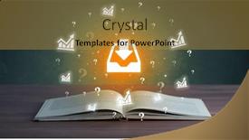  Presentation with business book - Presentation theme featuring open-book-with-business-icons background and a gold colored foreground