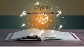  Presentation with business book - PPT layouts with open-book-with-business-icons background and a gold colored foreground