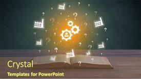  Presentation with business book - Theme having open-book-with-business-icons background and a coral colored foreground