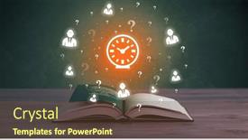  Presentation with business book - Presentation featuring open-book-with-business-icons background and a tawny brown colored foreground