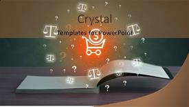  Presentation with business book - Presentation design consisting of open-book-with-business-icons background and a coral colored foreground