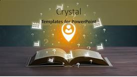  Presentation with business book - PPT layouts enhanced with open-book-with-business-icons background and a yellow colored foreground