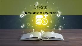  Presentation with business book - Presentation featuring open-book-with-business-icons background and a yellow colored foreground