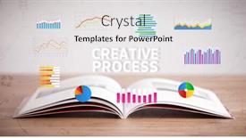  Presentation with business process - Presentation having open-book-with-creative-process background and a white colored foreground