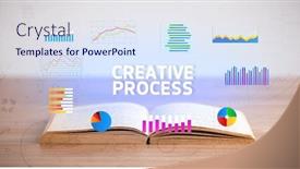  Presentation with business process - Amazing PPT theme having open-book-with-creative-process backdrop and a sky blue colored foreground