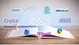  Presentation with business process - Slides with open-book-with-creative-process background and a sky blue colored foreground