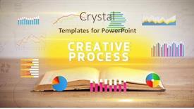  Presentation with business process - PPT theme enhanced with open-book-with-creative-process background and a soft green colored foreground