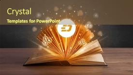  Presentation with open book - Slides enhanced with open-book-with-currency-icons background and a tawny brown colored foreground