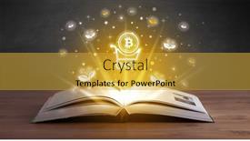  Presentation with open book - Slide deck having open-book-with-currency-icons background and a yellow colored foreground