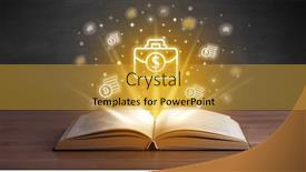  Presentation with open book - Theme with open-book-with-currency-icons and a gold colored foreground