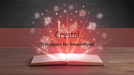  Presentation with open book - Presentation theme featuring open-book-with-currency-icons and a coral colored foreground