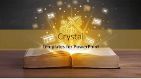  Presentation with open book - Slides having open-book-with-currency-icons and a yellow colored foreground