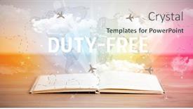  Presentation with open book - Amazing presentation having open-book-with-duty-free backdrop and a sky blue colored foreground